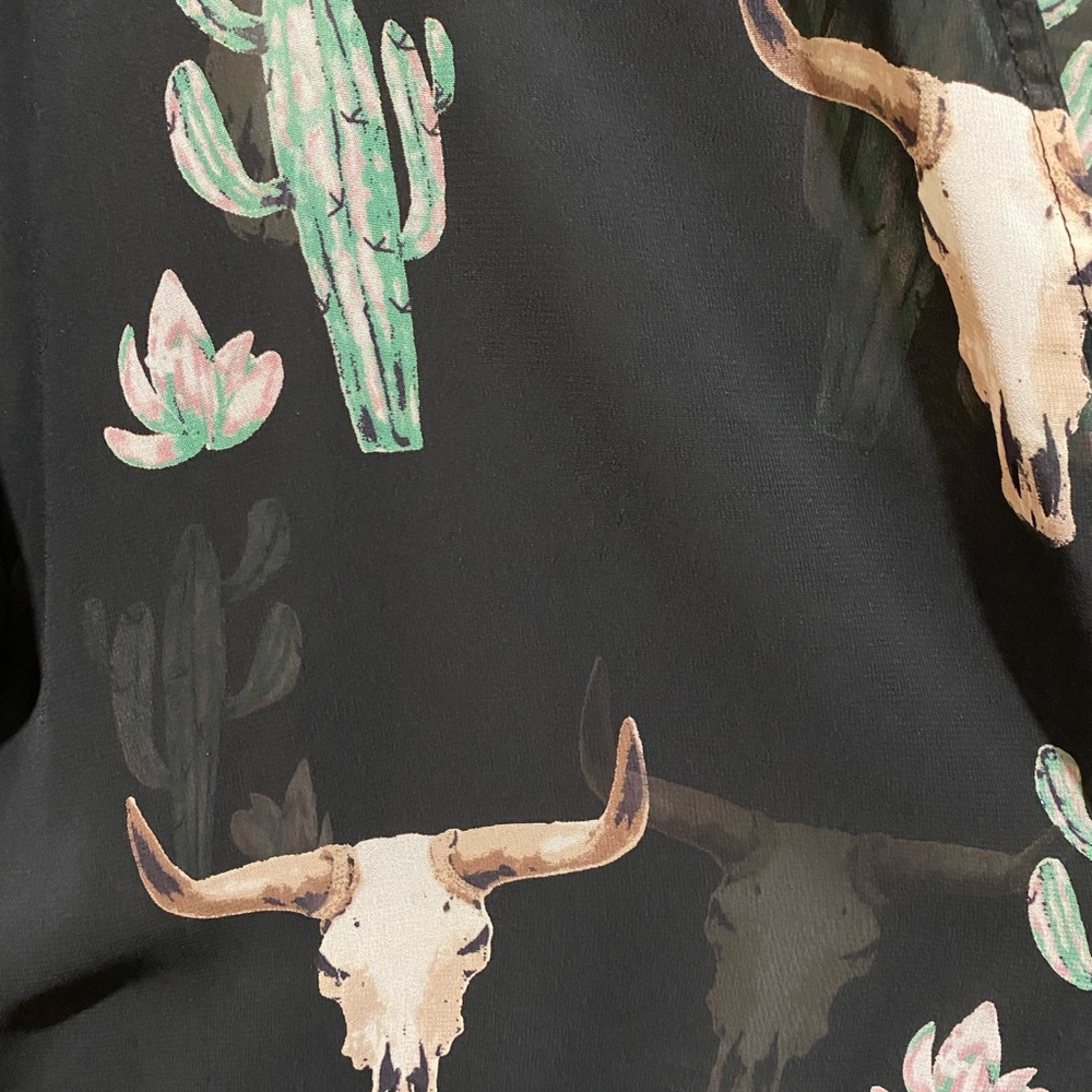 Peach Love kimono southwest cactus and steer head